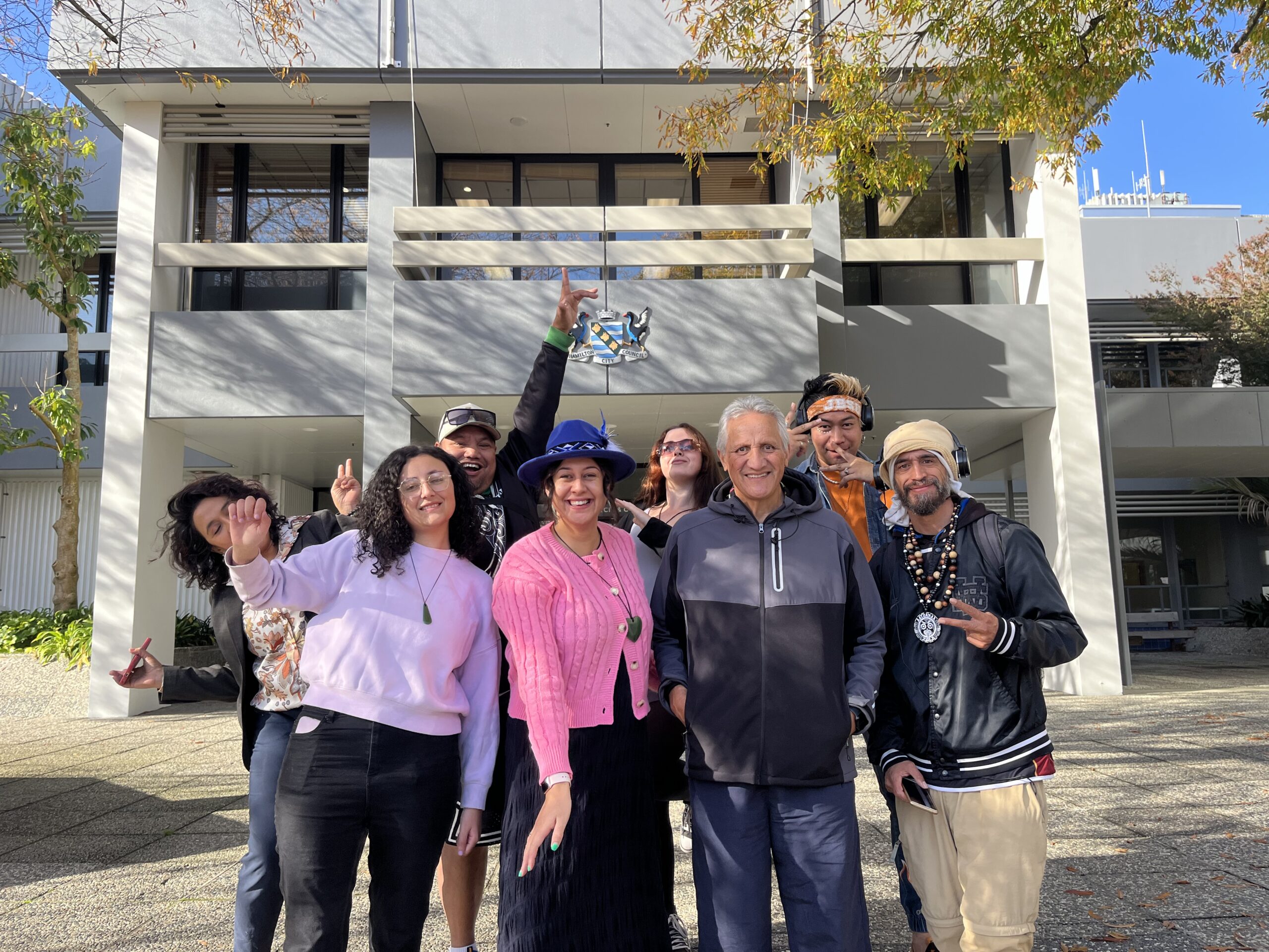 Jahvaya Wheki group outside Hamilton City Council.