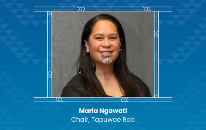Maria Ngawati chair announcement graphic.