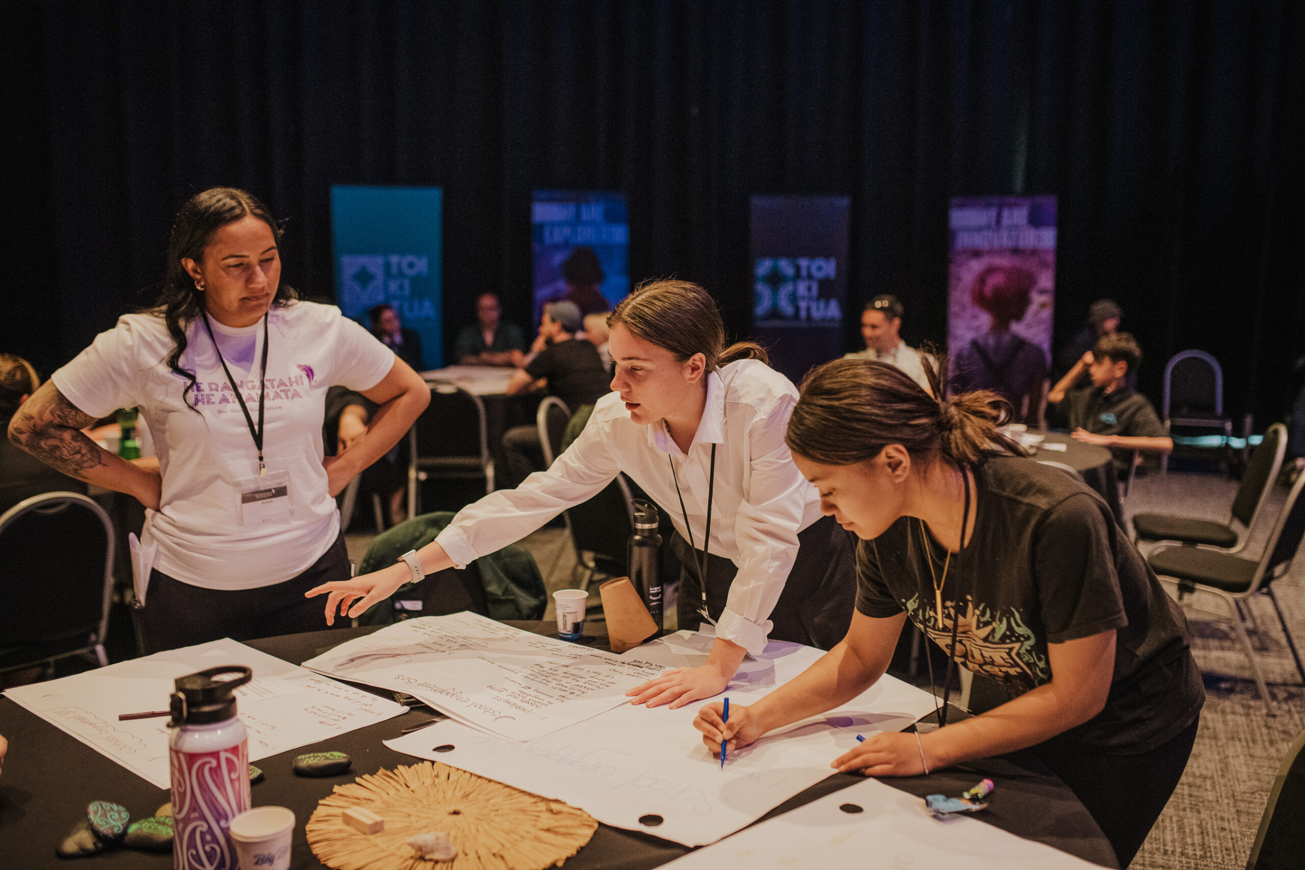 Students and Toi Kai Rawa employees collaborating at their conference